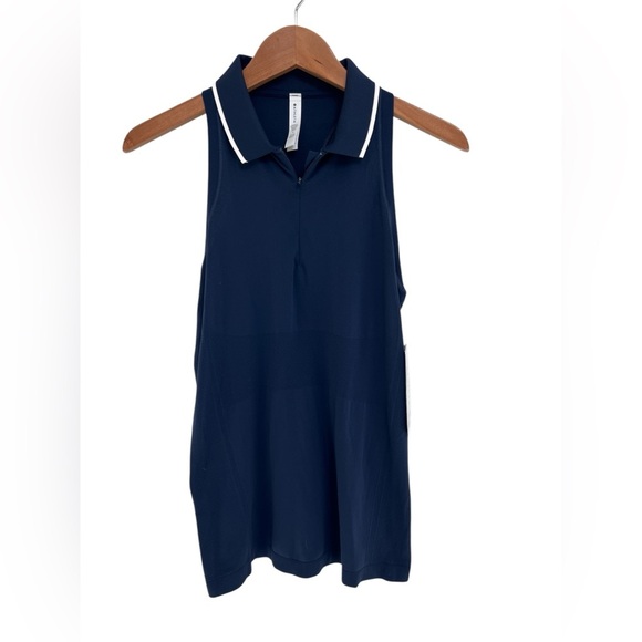 Athleta Momentum Polo Tank Top New with tags Women's Navy Sleeveless - Picture 1 of 7